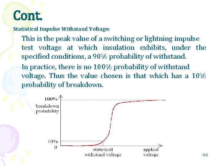 Cont. Statistical Impulse Withstand Voltage: This is the peak value of a switching or