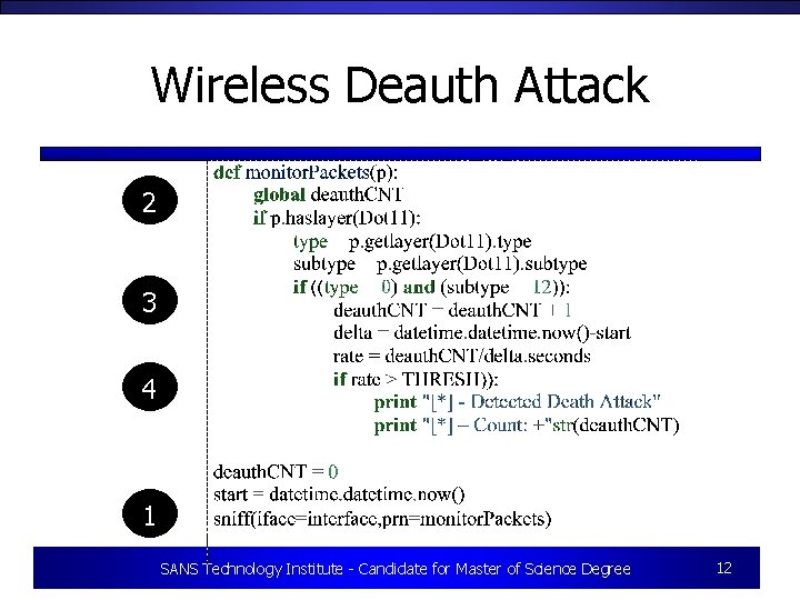 Wireless Deauth Attack 2 3 4 1 SANS Technology Institute - Candidate for Master