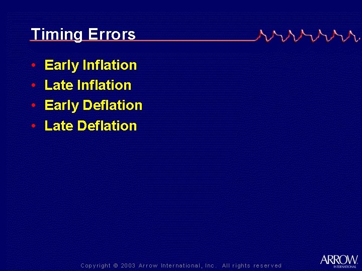 Timing Errors • • Early Inflation Late Inflation Early Deflation Late Deflation 