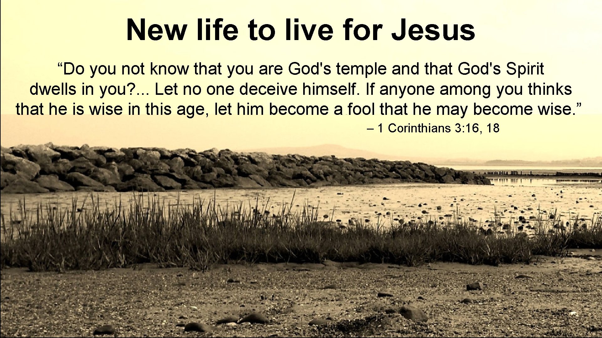 New life to live for Jesus “Do you not know that you are God's