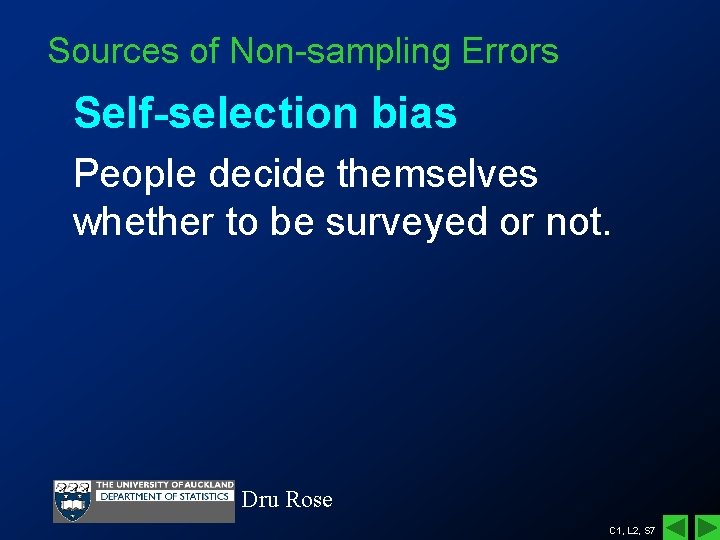 Sources of Non-sampling Errors Self-selection bias People decide themselves whether to be surveyed or Sources of Non-sampling Errors Self-selection bias People decide themselves whether to be surveyed or