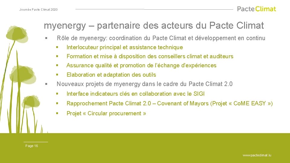 Journée Pacte Climat 2020 myenergy – partenaire des acteurs du Pacte Climat § §