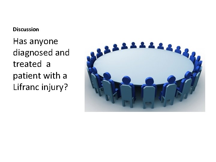 Discussion Has anyone diagnosed and treated a patient with a Lifranc injury? 