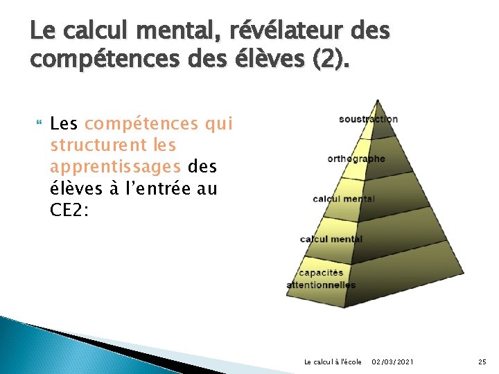 Le calcul mental, révélateur des compétences des élèves (2). Les compétences qui structurent les