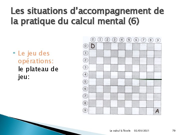 Les situations d’accompagnement de la pratique du calcul mental (6) Le jeu des opérations: