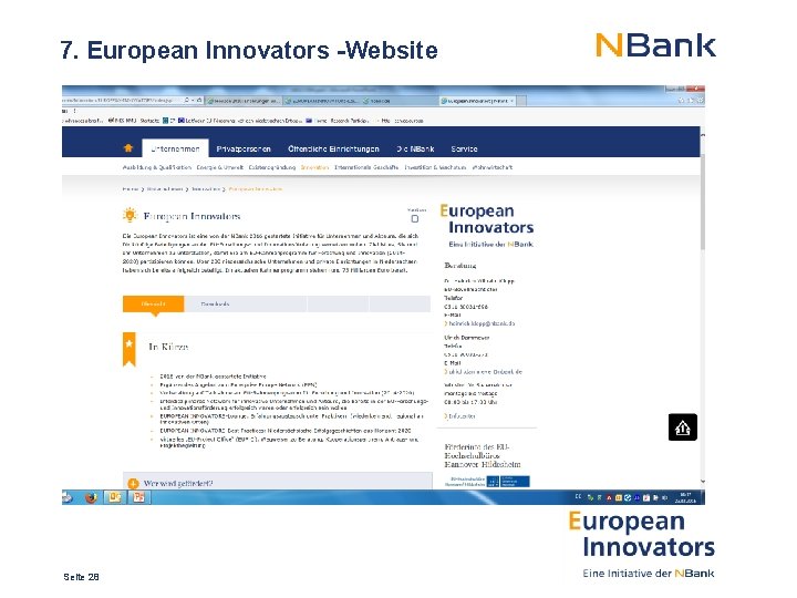 7. European Innovators -Website Seite 28 