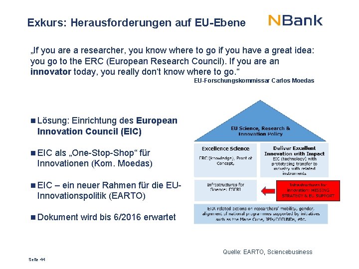 Exkurs: Herausforderungen auf EU-Ebene „If you are a researcher, you know where to go