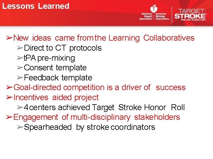 Lessons Learned ➢New ideas came from the Learning Collaboratives ➢Direct to CT protocols ➢t. Lessons Learned ➢New ideas came from the Learning Collaboratives ➢Direct to CT protocols ➢t.