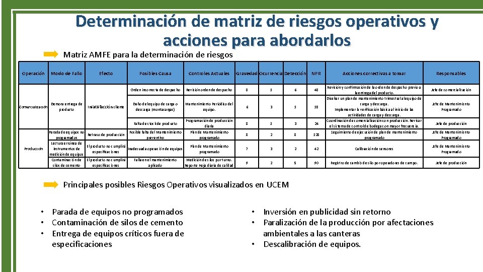 Determinación de matriz de riesgos operativos y acciones para abordarlos Matriz AMFE para la