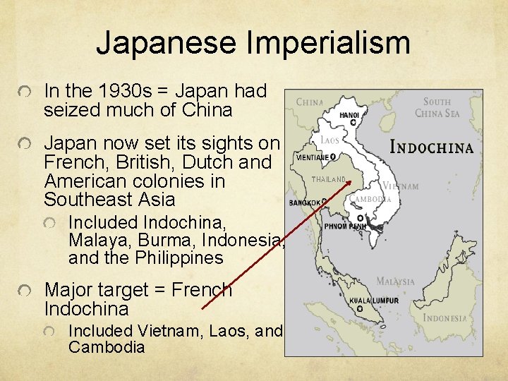 Japanese Imperialism In the 1930 s = Japan had seized much of China Japan