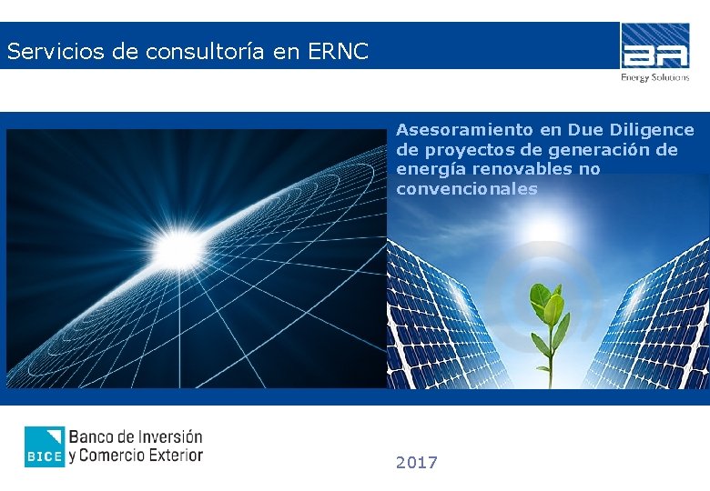 Servicios de consultoría en ERNC Asesoramiento en Due Diligence de proyectos de generación de