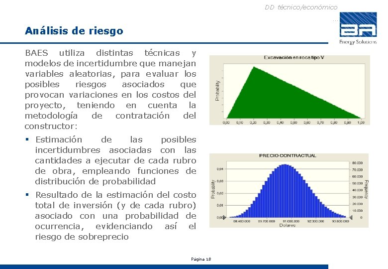 DD técnico/económico … Análisis de riesgo BAES utiliza distintas técnicas y modelos de incertidumbre