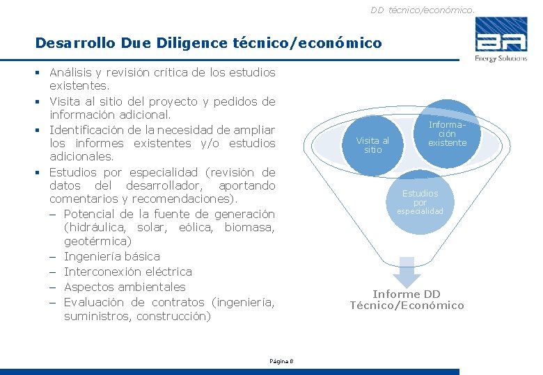 DD técnico/económico. Desarrollo Due Diligence técnico/económico § Análisis y revisión crítica de los estudios