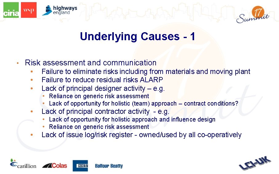 Underlying Causes - 1 • Risk assessment and communication • • • Failure to