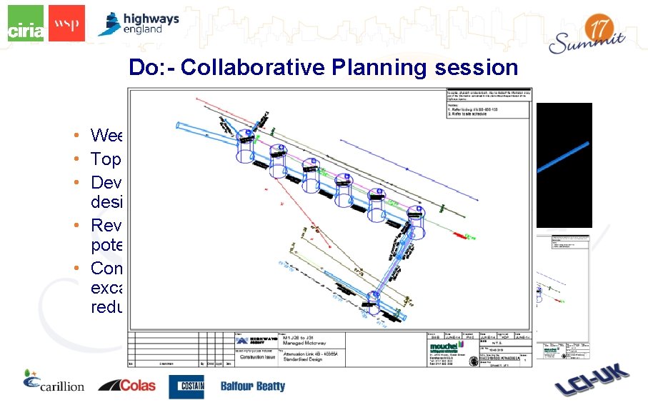 Do: - Collaborative Planning session • Weekly – (Drainage) • Topographical survey • Develop