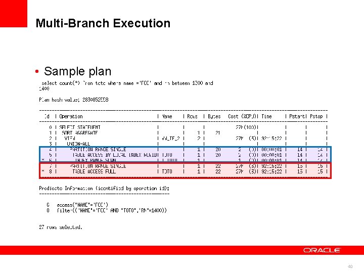 Multi-Branch Execution • Sample plan 40 Multi-Branch Execution • Sample plan 40