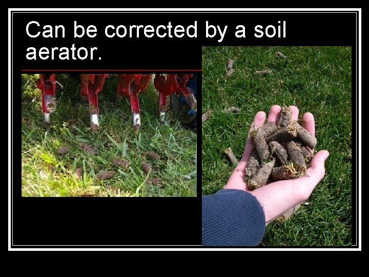 Can be corrected by a soil aerator. 