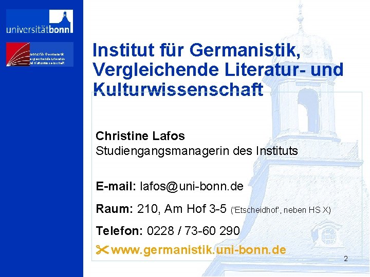 Institut für Germanistik, Vergleichende Literaturund Kulturwissenschaft Institut für Germanistik, Vergleichende Literatur- und Kulturwissenschaft Christine