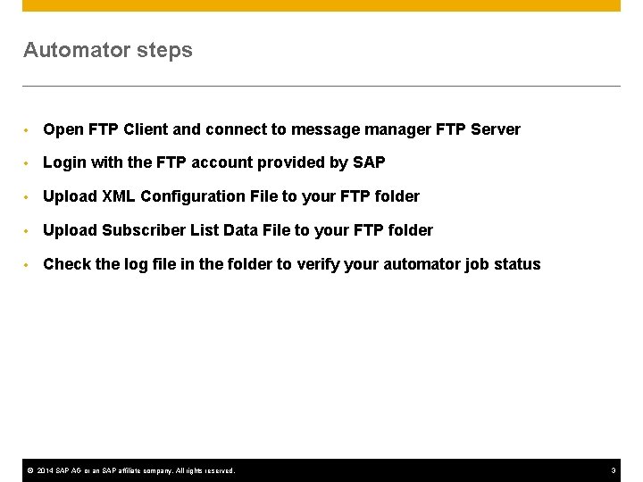 Automator steps • Open FTP Client and connect to message manager FTP Server • Automator steps • Open FTP Client and connect to message manager FTP Server •