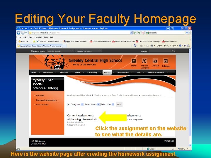 Editing Your Faculty Homepage Click the assignment on the website to see what the