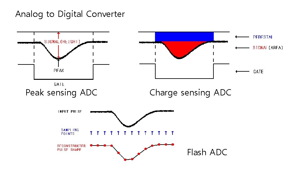 Analog to Digital Converter Peak sensing ADC Charge sensing ADC Flash ADC 