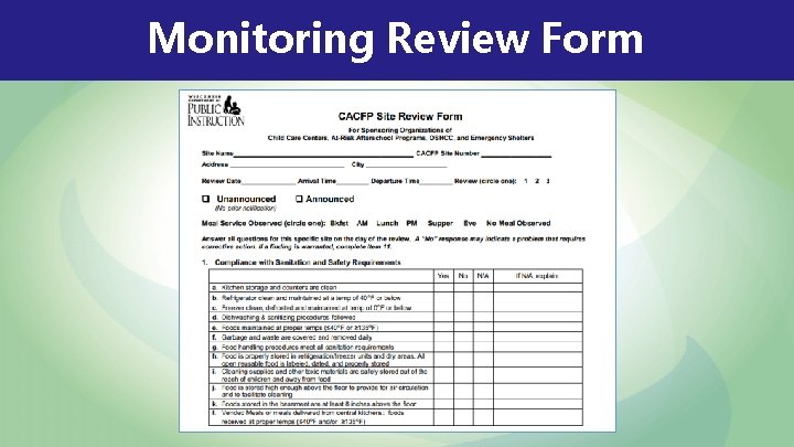 Monitoring Review Form 8 