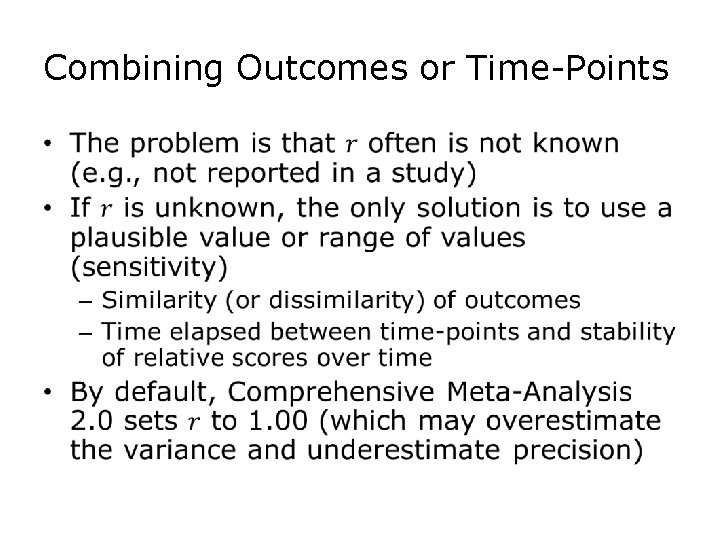 Combining Outcomes or Time-Points • 