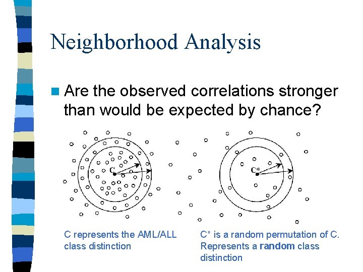 Neighborhood Analysis n Are the observed correlations stronger than would be expected by chance? Neighborhood Analysis n Are the observed correlations stronger than would be expected by chance?