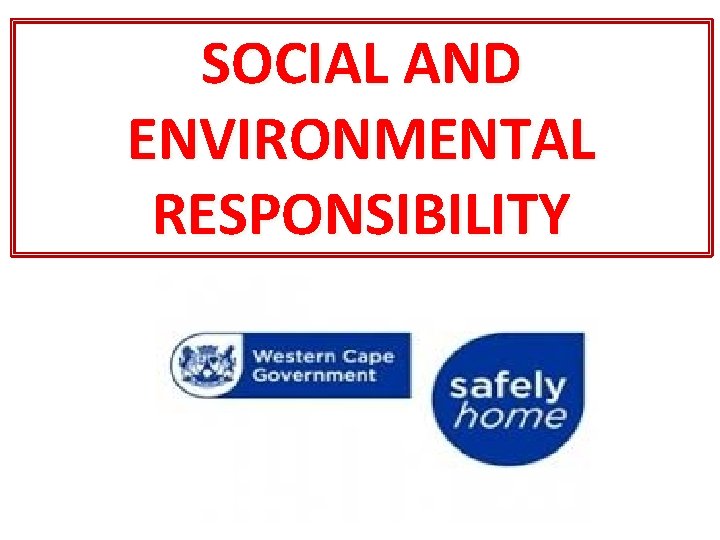 SOCIAL AND ENVIRONMENTAL RESPONSIBILITY 