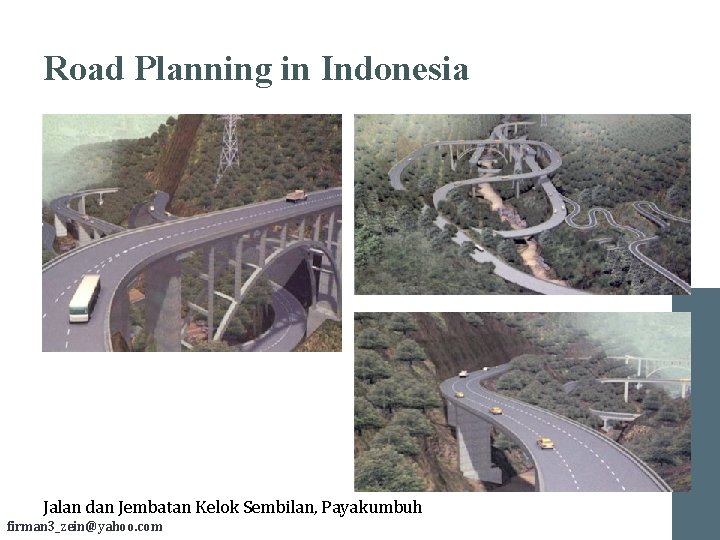 Road Planning in Indonesia Jalan dan Jembatan Kelok Sembilan, Payakumbuh firman 3_zein@yahoo. com 