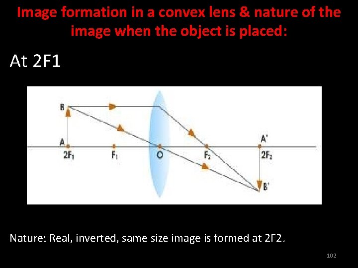 Image formation in a convex lens & nature of the image when the object