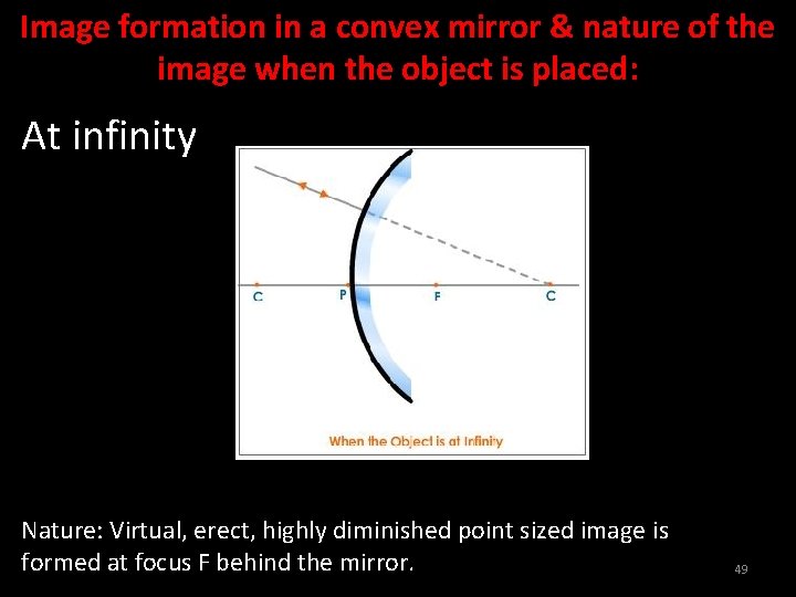 Image formation in a convex mirror & nature of the image when the object