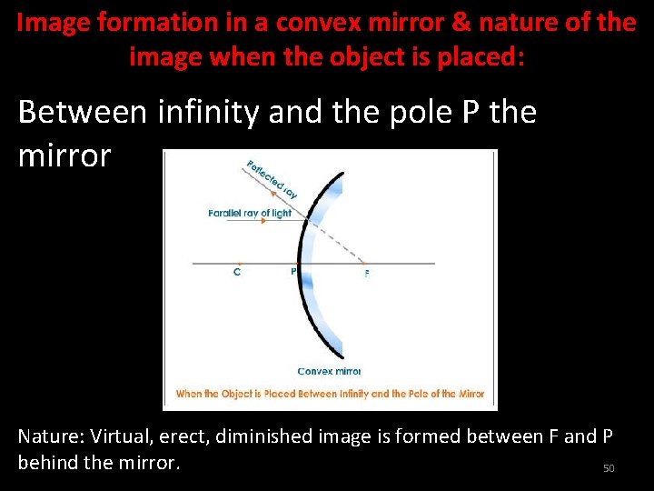 Image formation in a convex mirror & nature of the image when the object