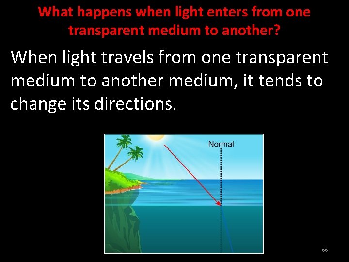 What happens when light enters from one transparent medium to another? When light travels