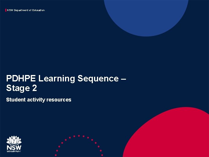 NSW Department of Education PDHPE Learning Sequence – Stage 2 Student activity resources 