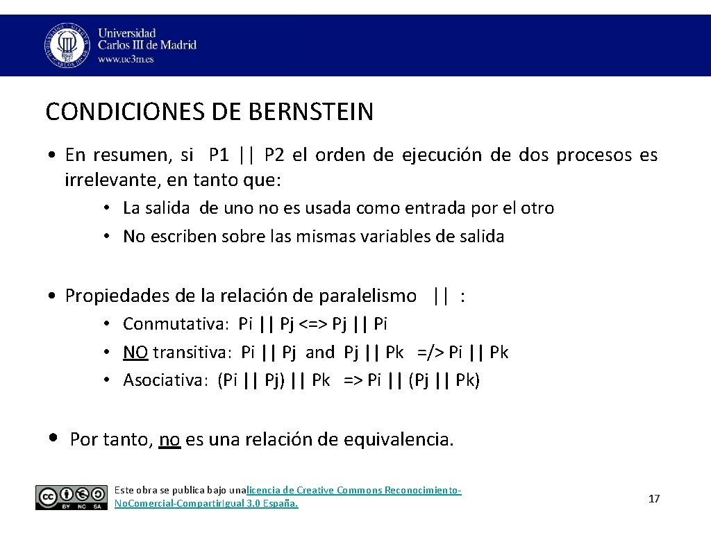 CONDICIONES DE BERNSTEIN • En resumen, si P 1 || P 2 el orden CONDICIONES DE BERNSTEIN • En resumen, si P 1 || P 2 el orden