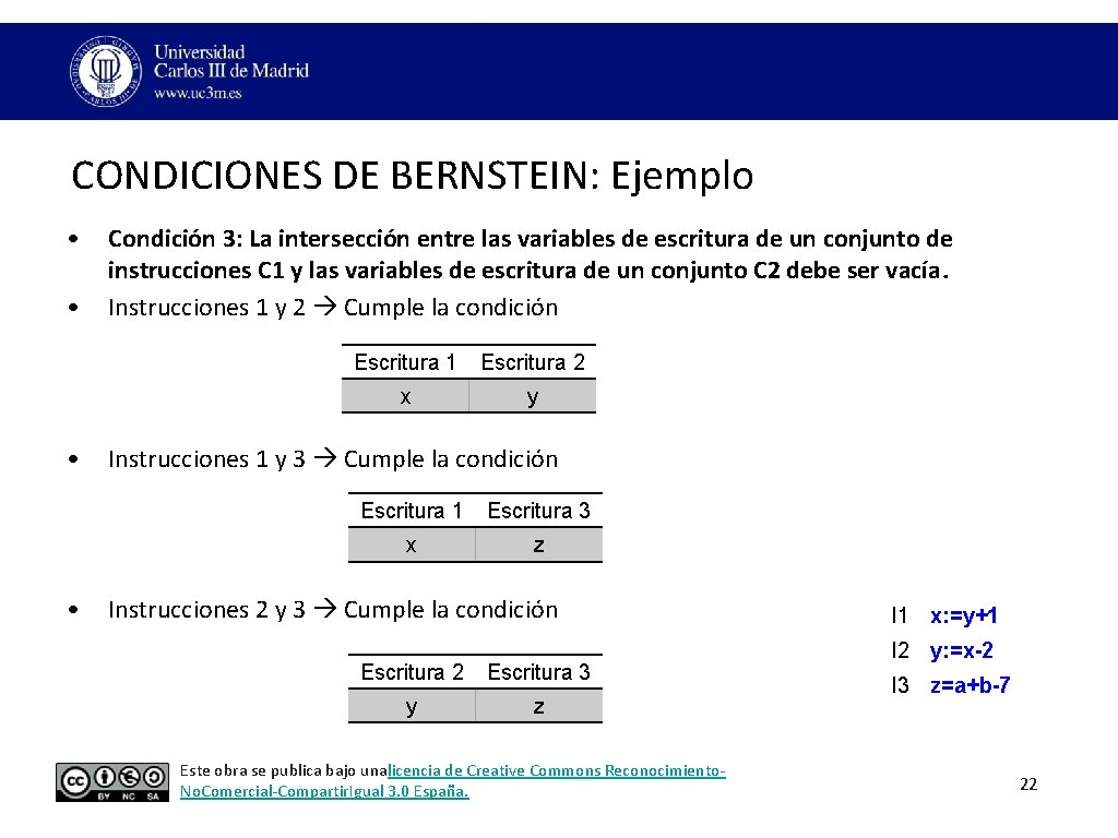 CONDICIONES DE BERNSTEIN: Ejemplo • • Condición 3: La intersección entre las variables de CONDICIONES DE BERNSTEIN: Ejemplo • • Condición 3: La intersección entre las variables de