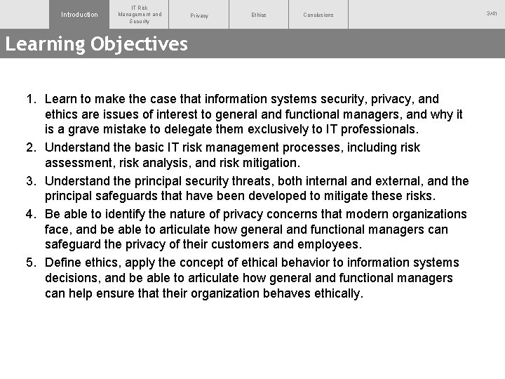 Introduction IT Risk Management and Security Privacy Information