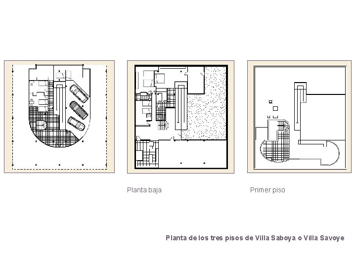 Planta baja Primer piso Planta de los tres pisos de Villa Saboya o Villa