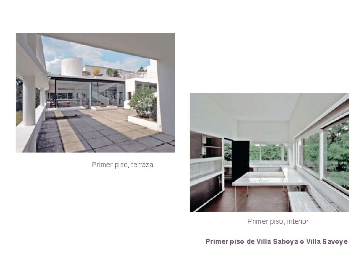 Primer piso, terraza Primer piso, interior Primer piso de Villa Saboya o Villa Savoye