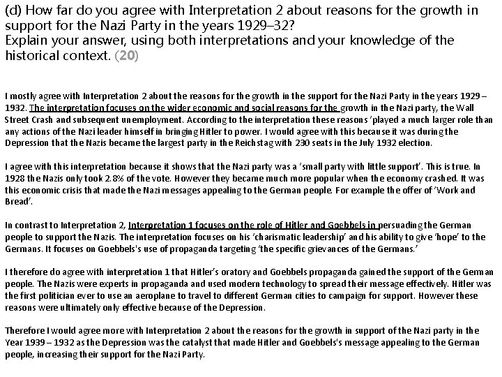 (d) How far do you agree with Interpretation 2 about reasons for the growth