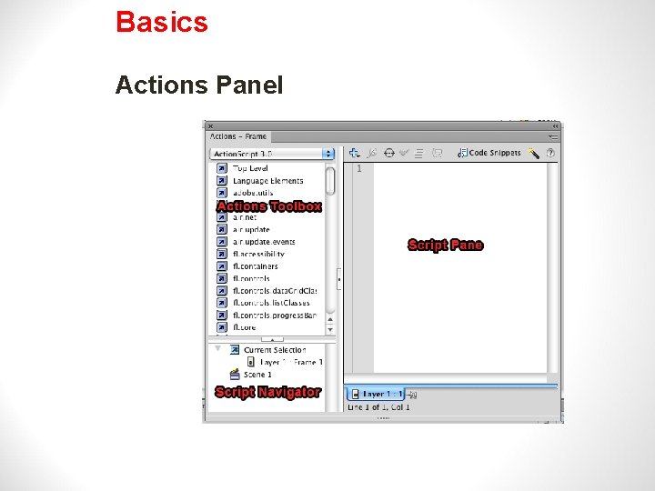 Basics Actions Panel 