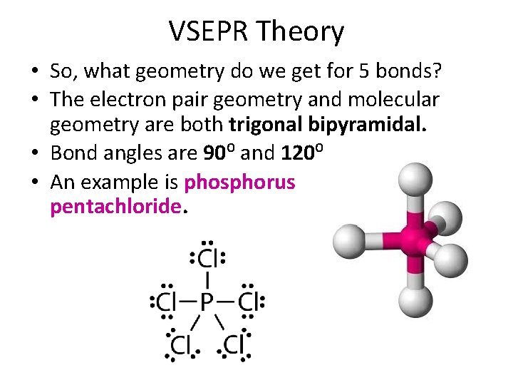 VSEPR Theory • So, what geometry do we get for 5 bonds? • The