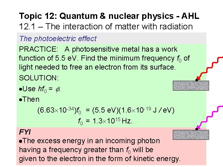 Topic 12: Quantum & nuclear physics - AHL 12. 1 – The interaction of