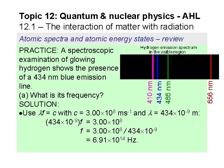 Topic 12: Quantum & nuclear physics - AHL 12. 1 – The interaction of