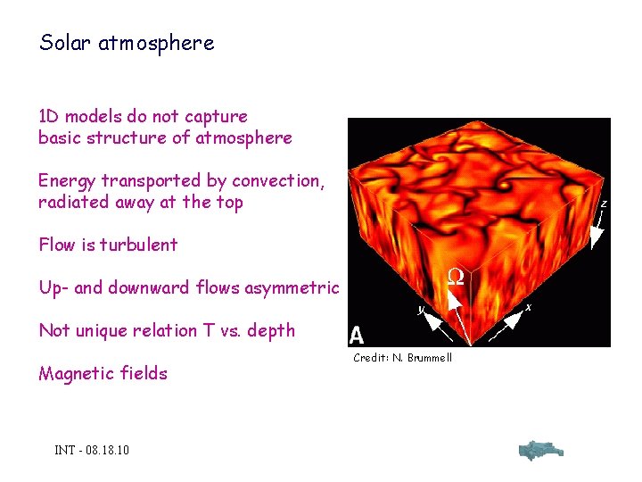 Solar atmosphere 1 D models do not capture basic structure of atmosphere Energy transported