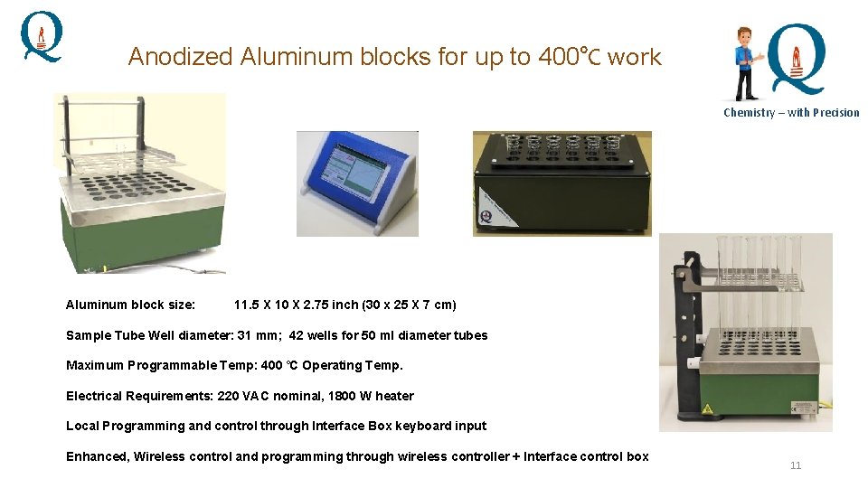 Anodized Aluminum blocks for up to 400°C work Chemistry – with Precision Aluminum block