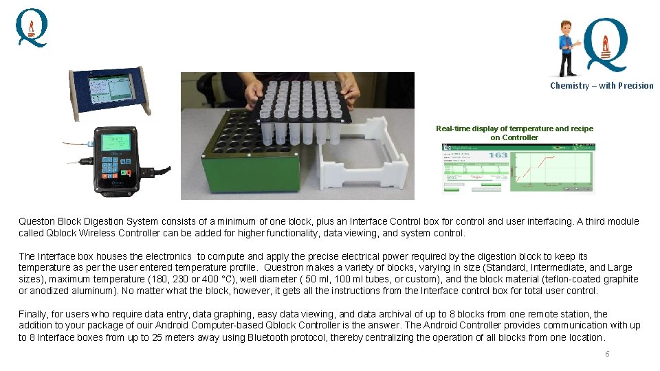 Chemistry – with Precision Real-time display of temperature and recipe on Controller Queston Block