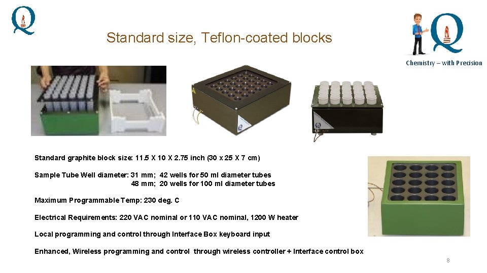 Standard size, Teflon-coated blocks Chemistry – with Precision Standard graphite block size: 11. 5