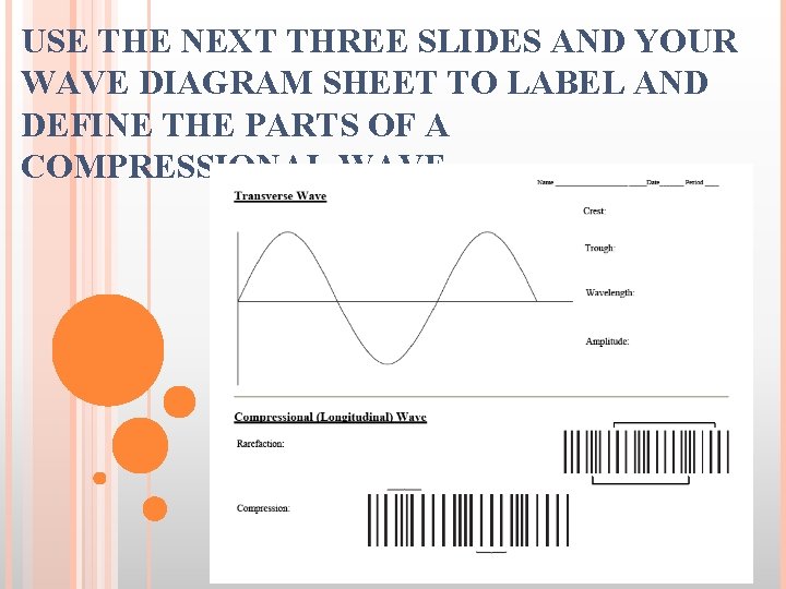USE THE NEXT THREE SLIDES AND YOUR WAVE DIAGRAM SHEET TO LABEL AND DEFINE